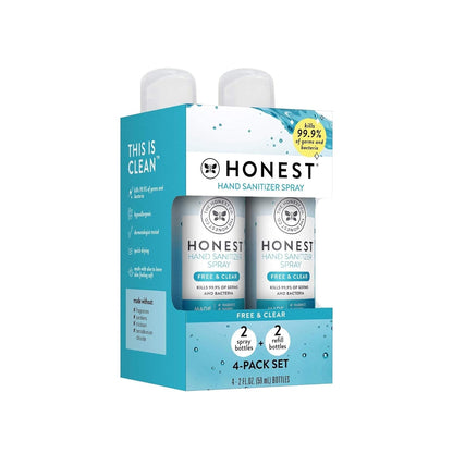 The Honest Company Plant-Based Hand Sanitizer Spray | Kills 99.9% of Germs | Hypoallergenic, Quick-drying + Moisturizing | Coastal Surf, 2 fl oz