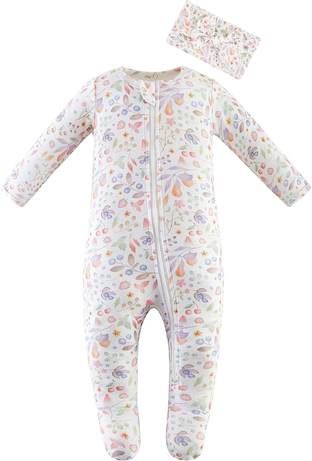 Owlivia Organic Cotton Baby Pajamas, Boys Girls Zip Front Sleep 'N Play, Footed Sleeper, Long Sleeve