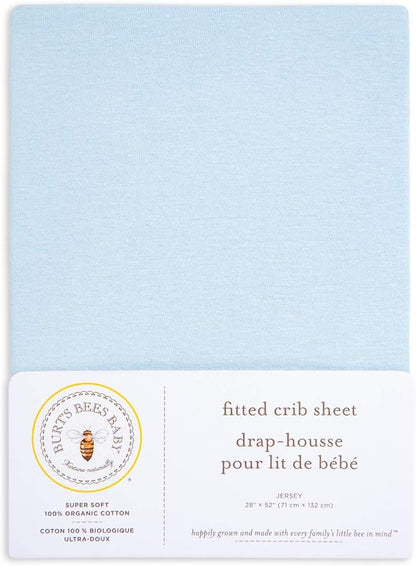 Burt's Bees Baby - Fitted Crib Sheet, Solid Color, 100% Organic Cotton Crib Sheet for Standard Crib and Toddler Mattresses (Heather Grey) , 28x52 Inch (Pack of 1)