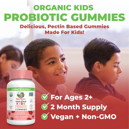 Kids Probiotics for Digestive Health | USDA Organic Probiotic Gummies | 2 Month Supply | Probiotics for Kids | Immune Support | Gut Health Supplement | Vegan | Non-GMO | Gluten Free | 60 Count