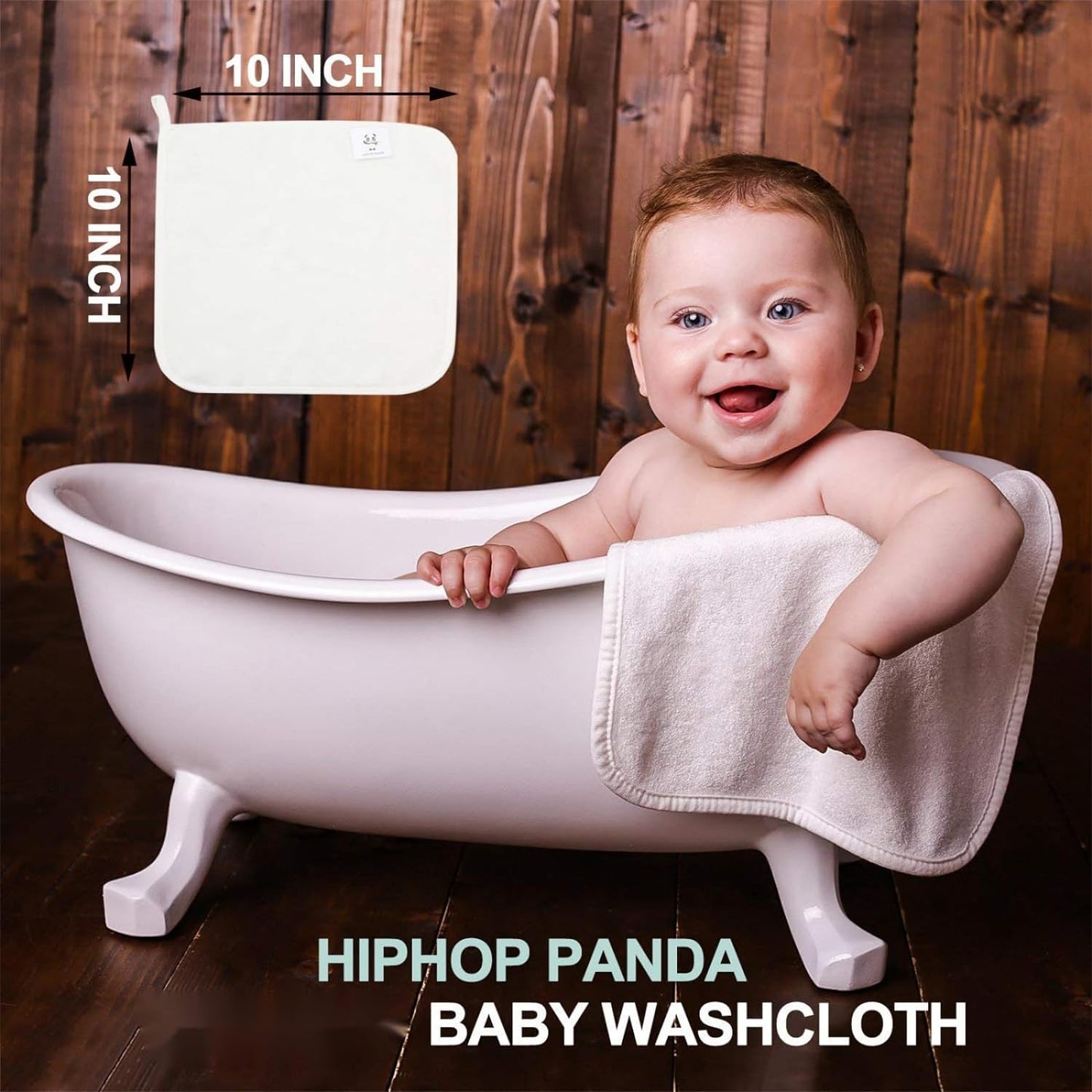 HIPHOP PANDA Baby Wash Clothes, Rayon Made from Bamboo - 2 Layer Ultra Soft Absorbent Washcloths for Boy - Newborn Face Towel - Makeup Remove Washcloths for Delicate Skin - (Gray, 6 Pack)