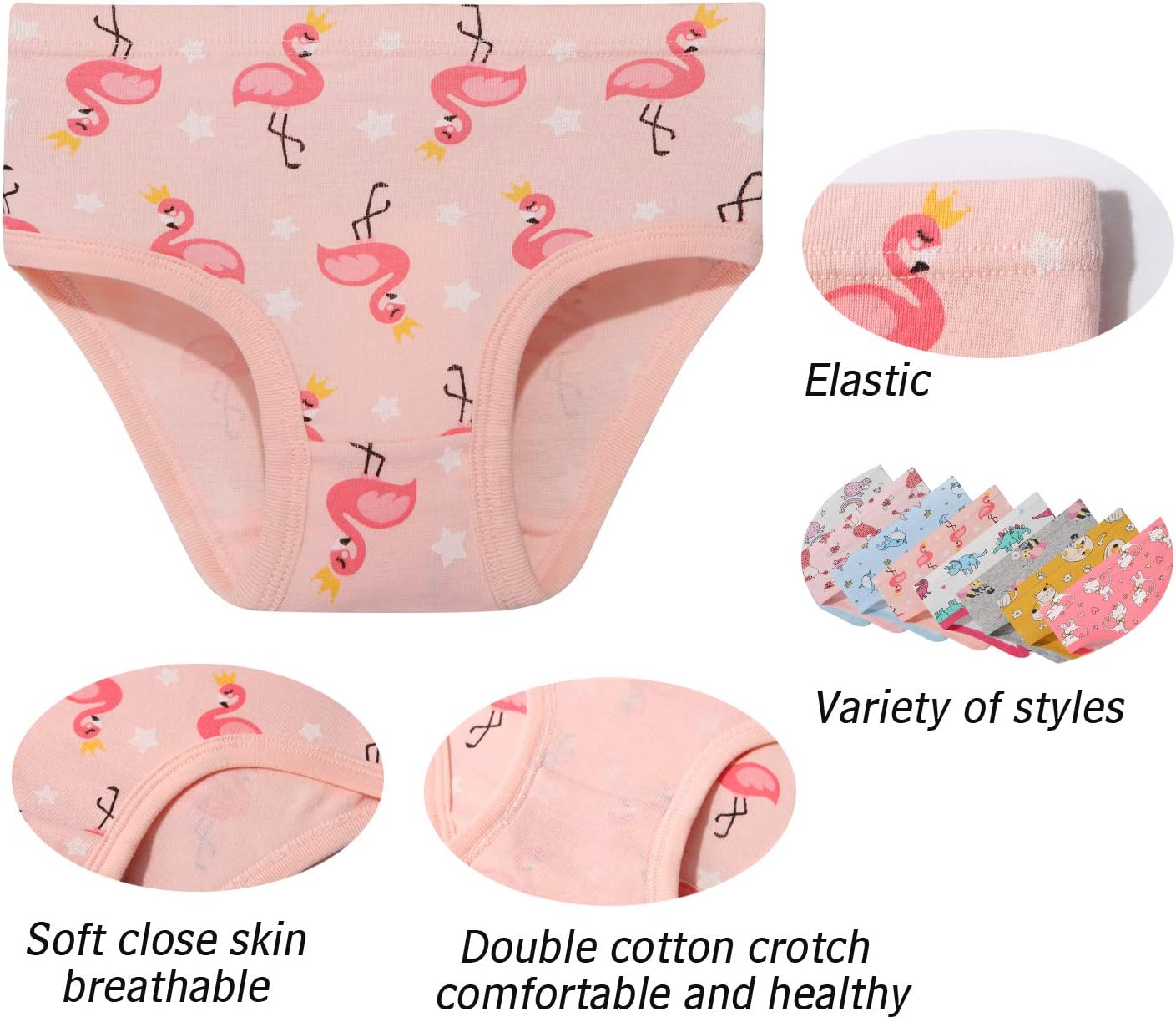 NEIYISHE Girls' Cotton Brief Breathable Toddler Panties Kids Assorted Underwears 6-8 pieces