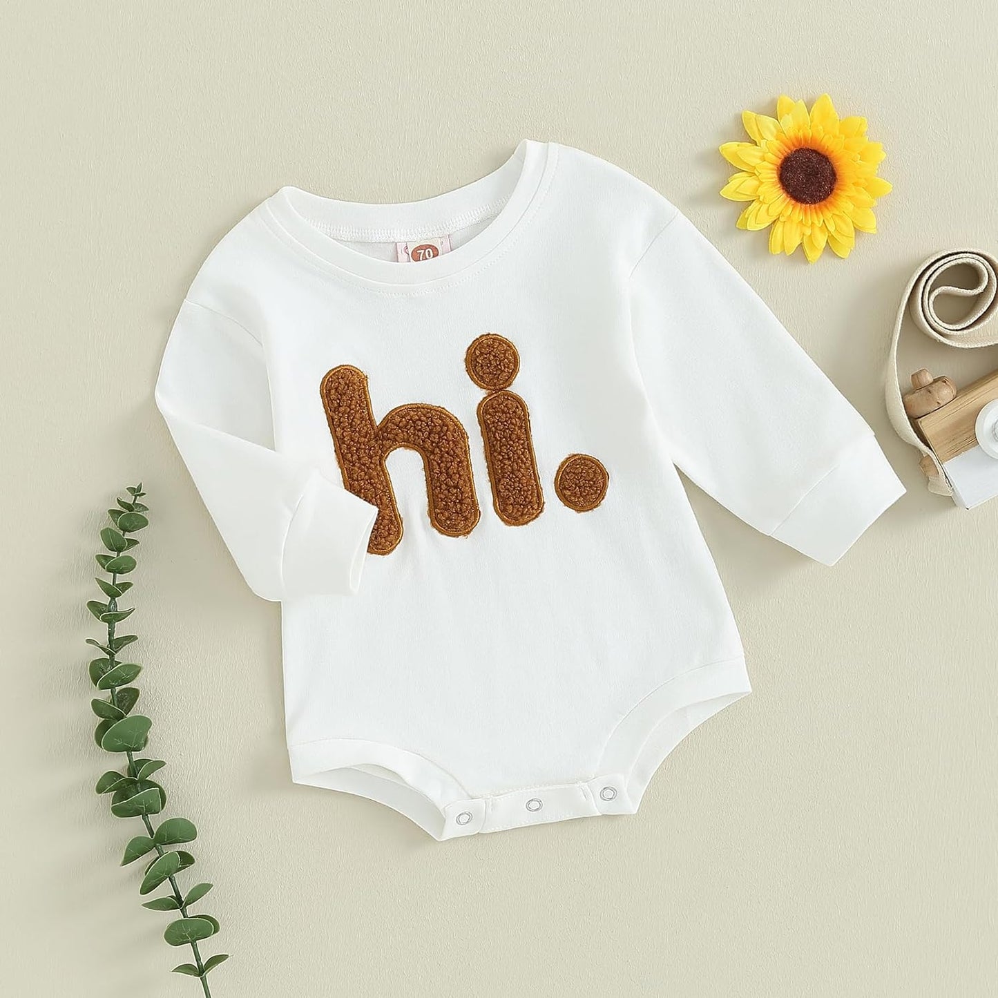 VISGOGO Baby Boy Girls Oversized Sweatshirt Romper Long Sleeve Little Dude Sweater Onesie Top Embroidery Clothes