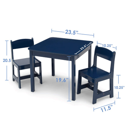 Delta Children MySize Kids Wood Table and Chair Set (2 Chairs Included) - Ideal for Arts & Crafts, Snack Time & More - Greenguard Gold Certified, Grey, 3 Piece Set