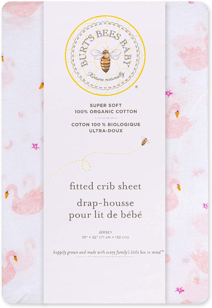 Burt's Bees Baby - Fitted Crib Sheet, Boys & Unisex 100% Organic Cotton Crib Sheet for Standard Crib and Toddler Mattresses (Hello Moon!) 28x52 Inch (Pack of 1)