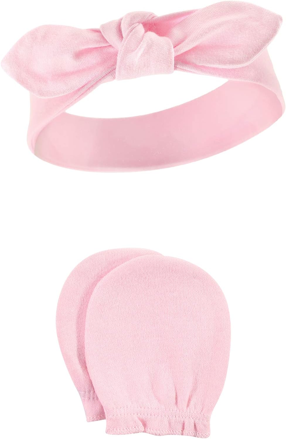 Hudson Baby Baby Girls' Cotton Headband and Scratch Mitten Set