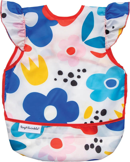 Tiny Twinkle Mess Proof Baby Bib - Waterproof Toddler and Baby Apron Bib - Machine Washable - PFAS and BPA Free