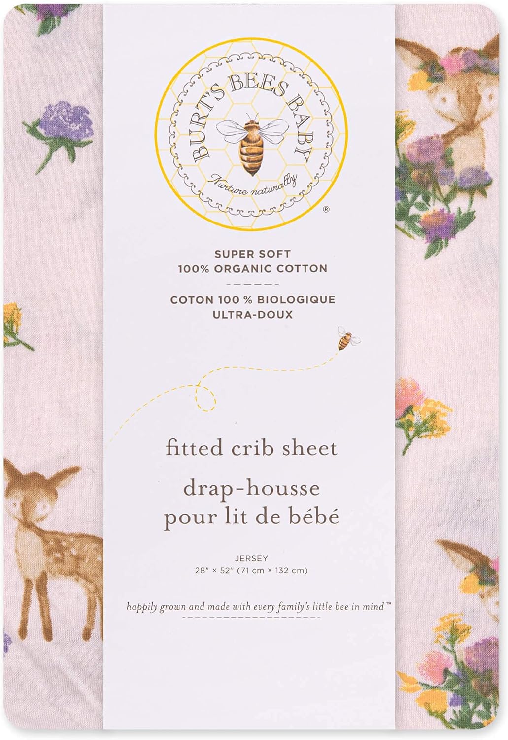 Burt's Bees Baby - Fitted Crib Sheet, Boys & Unisex 100% Organic Cotton Crib Sheet for Standard Crib and Toddler Mattresses (Hello Moon!) 28x52 Inch (Pack of 1)