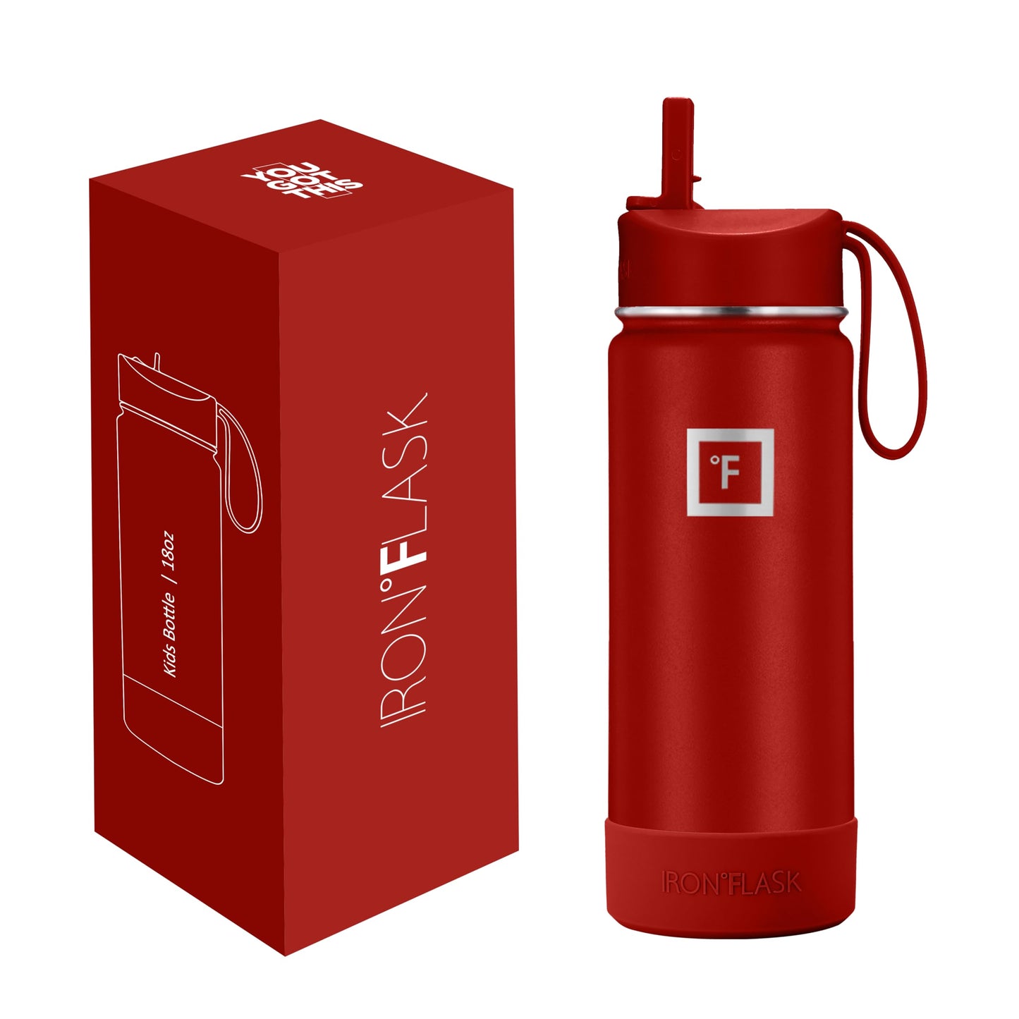 IRON °FLASK Kids Water Bottle - 14 Oz, Straw Lid, 20 Name Stickers, Vacuum Insulated Stainless Steel, Double Walled Tumbler Travel Cup, Thermo Mug - Valentines Day Gifts - Monsters Crew