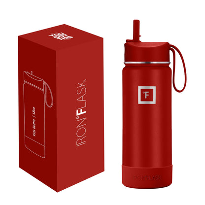 IRON °FLASK Kids Water Bottle - 14 Oz, Straw Lid, 20 Name Stickers, Vacuum Insulated Stainless Steel, Double Walled Tumbler Travel Cup, Thermo Mug - Valentines Day Gifts - Monsters Crew