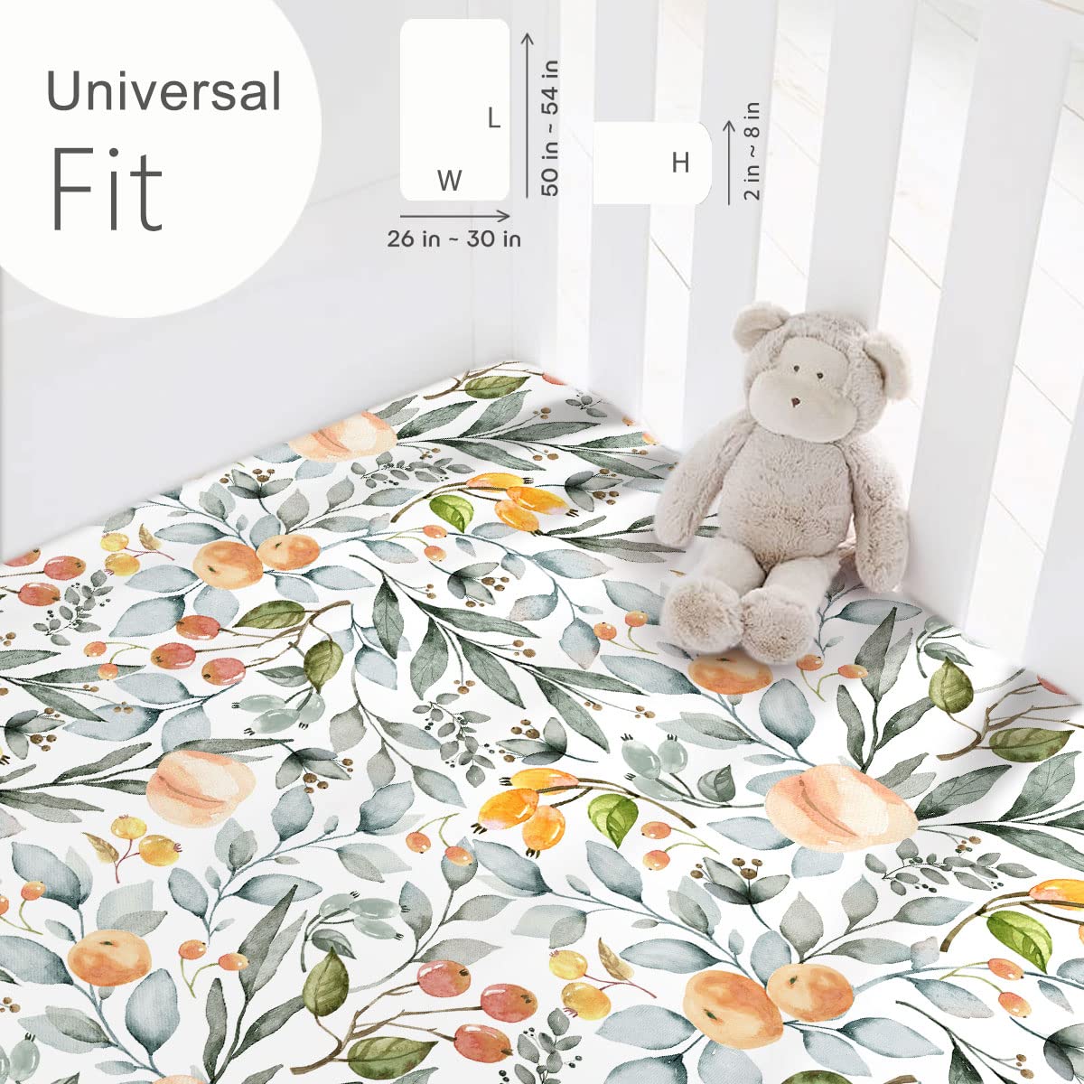 Stretch Ultra Soft Jersey Knit Fitted Crib Sheets Set 2 Pack，Fit All Standard Crib Mattress Pads Safe and Snug, Crib Fitted Sheet for Baby, Stylish African Savannah Animals Pattern