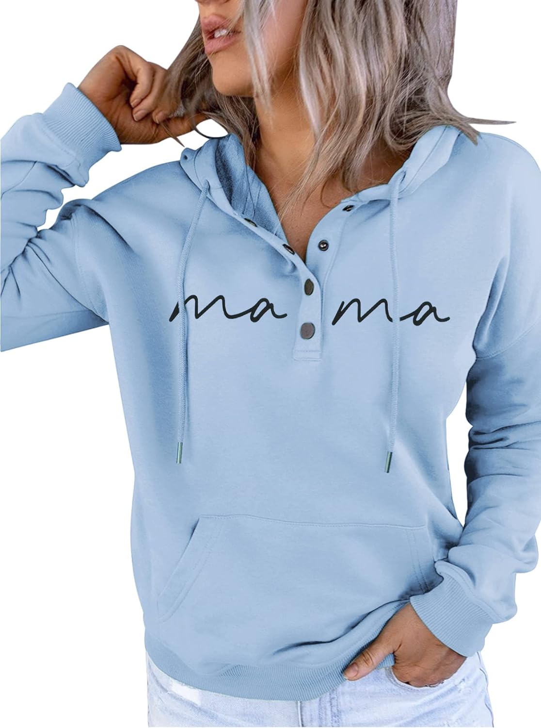 Womens Crewneck Sweatshirt Mama Letter Print Long Sleeve Loose Fashion Pullover Top