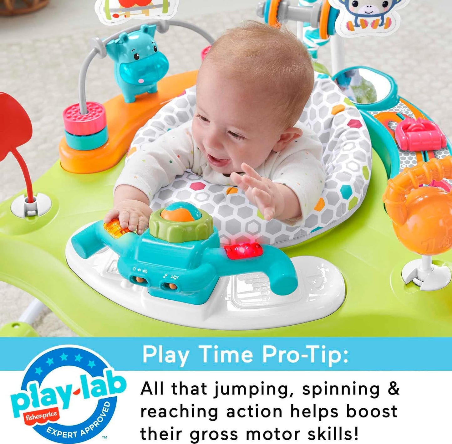 Fisher-Price Baby Bouncer Animal Wonders Jumperoo Activity Center With Music Lights Sounds And Developmental Toys