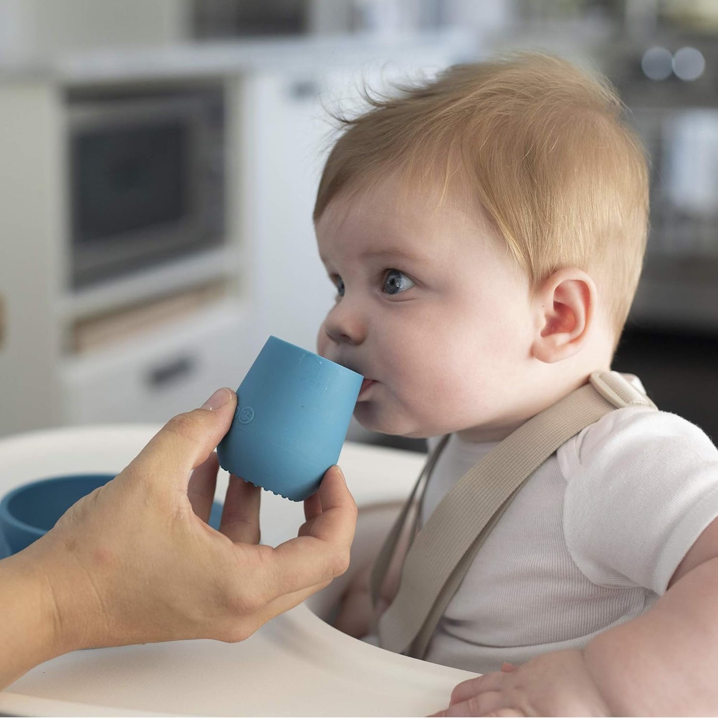 ez pz Tiny Cup (Gray) - 100% Silicone Training Cup for Infants - Designed by a Pediatric Feeding Specialist - 4 months+ - Baby-led Weaning Gear & Baby Gift