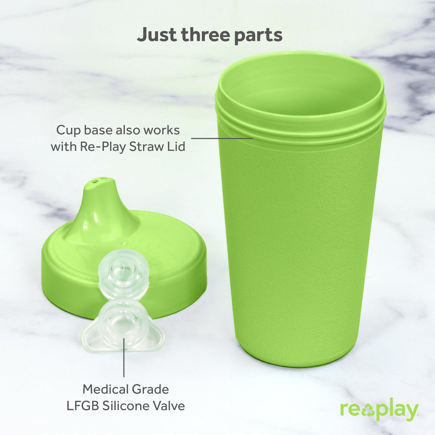 Re Play Made in USA 10 Oz. Sippy Cups for Toddlers (4-pack) Spill Proof Sippy Cup for 1+ Year Old - Dishwasher/Microwave Safe - Hard Spout Kids Cups with Lid 3.13" x 6.25" (Modern Mint)