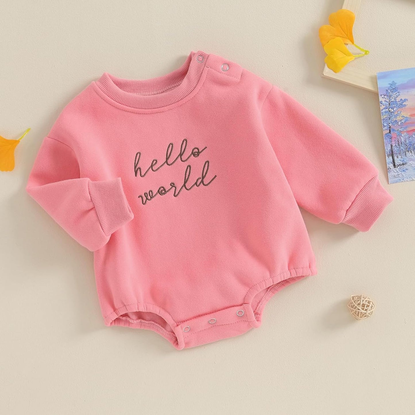 VISGOGO Baby Boy Girls Oversized Sweatshirt Romper Long Sleeve Little Dude Sweater Onesie Top Embroidery Clothes