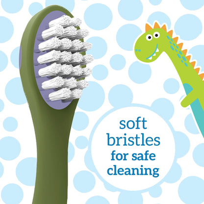 Dr. Brown's Baby and Toddler Toothbrush, Green and Orange Dinosaur 2-Pack, 1-4 Years