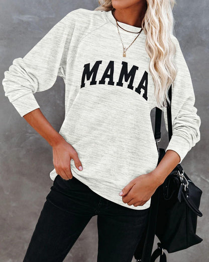 LEEDYA Women Long Sleeve Mama Sweatshirts Round Neck Pullover Loose Lightweight Blouse Tops