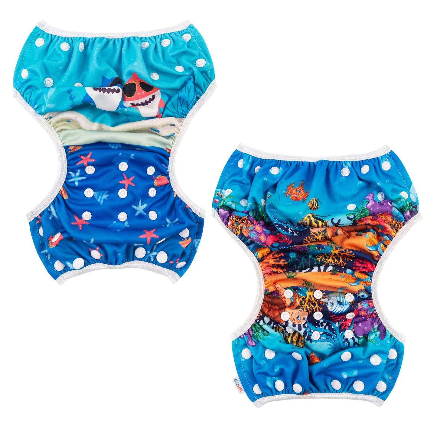 ALVABABY Swim Diapers Baby & Toddler Snap Large Size Reusable Adjustable Baby Boy ZYK103-D118