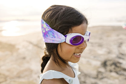 SPLASH SWIM GOGGLES with Fabric Strap - Pink & Purples Collection | Fun, Fashionable, Comfortable - Adult & Kids Swim Goggles