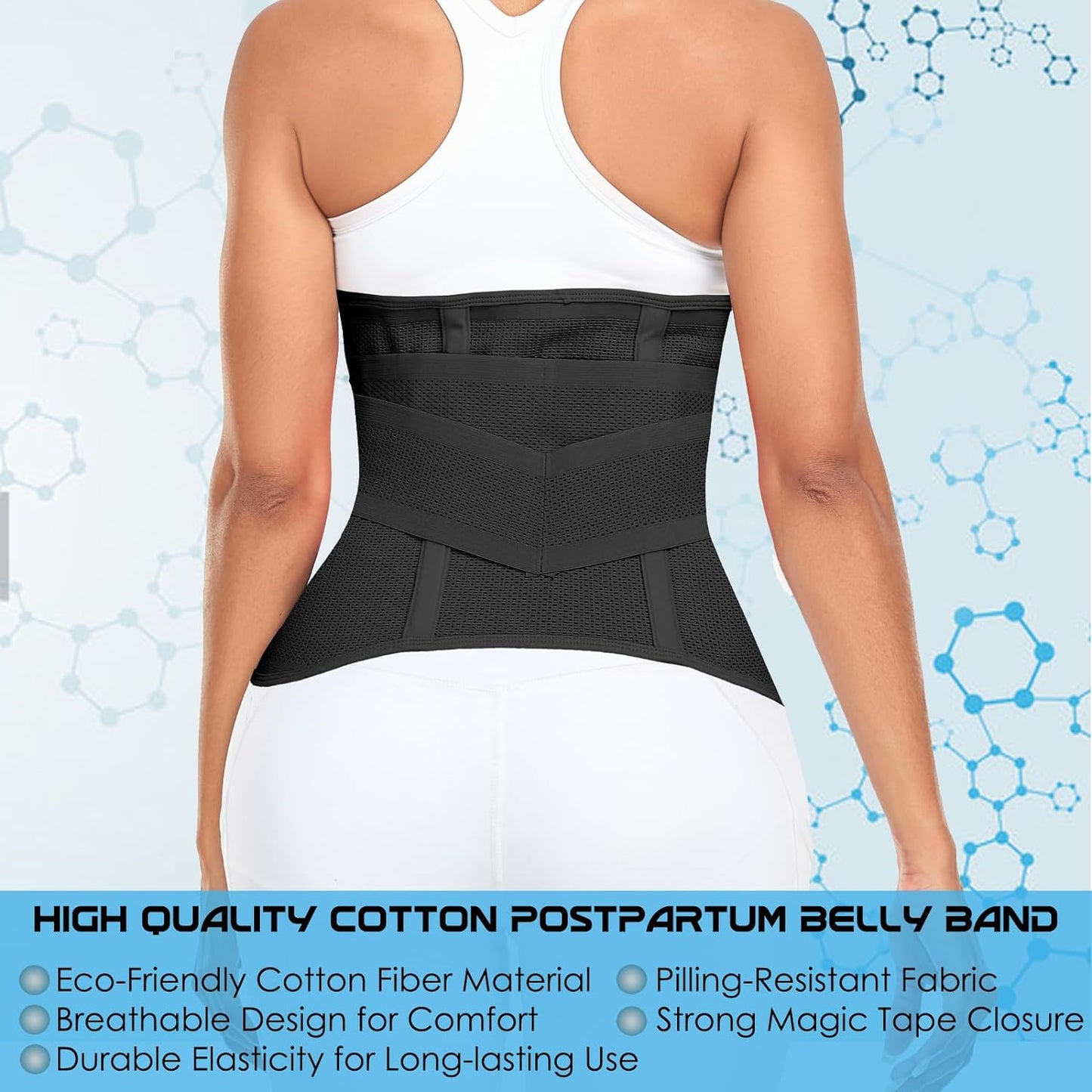 Postpartum Belly Band Support Recovery Wrap, Postpartum Essentials After Birth Brace, Slimming Girdles, Body Shaper Waist Shapewear, Post Surgery Pregnancy Belly Support Band (Large, 1-Black)