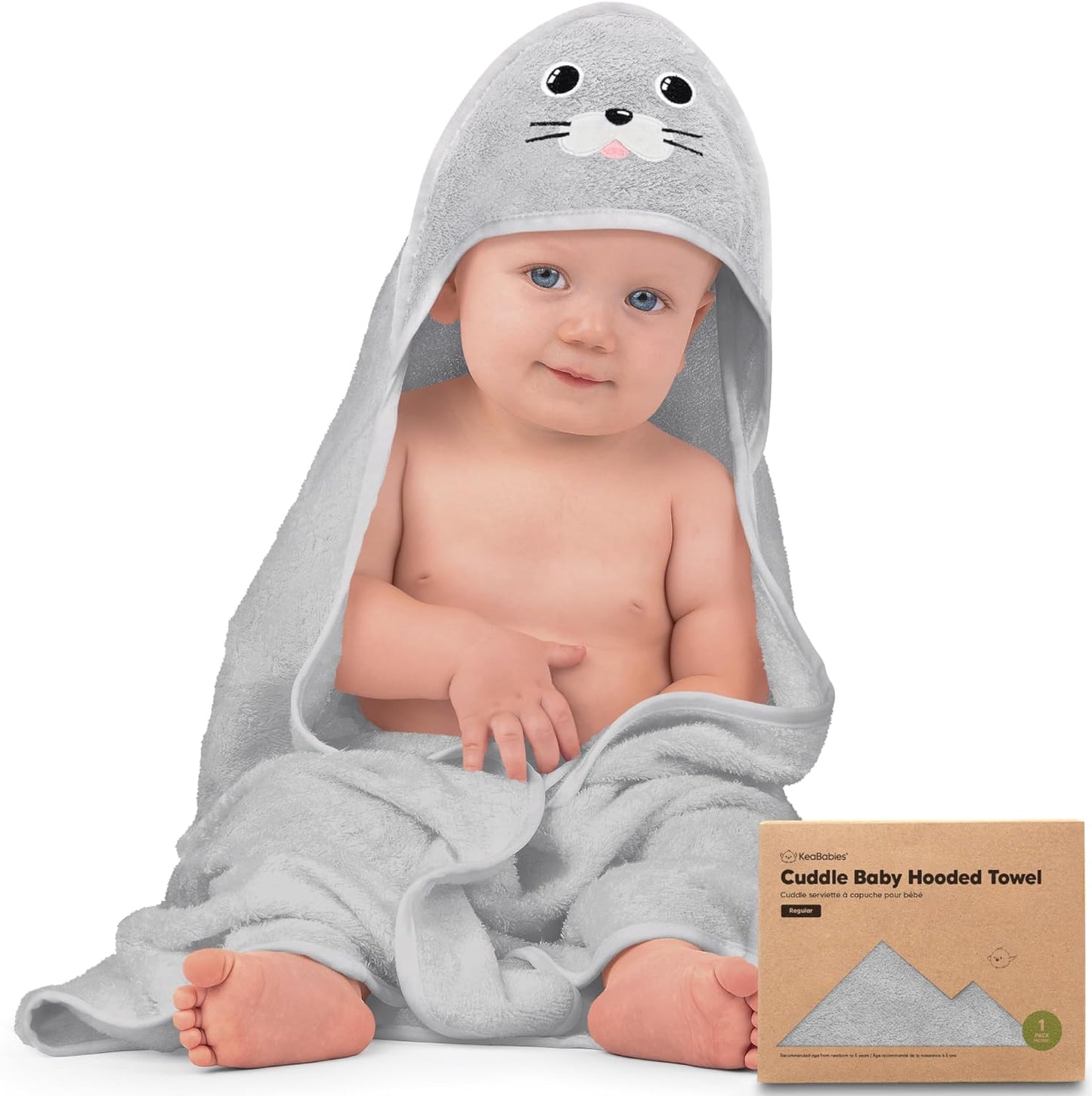 KeaBabies Baby Hooded Towel - Viscose from Bamboo Baby Towel Organic Bamboo Towel, Infant Towel, Large Hooded Towel, Baby Bath Towel with Hood for Girls,Babies,Newborn Boys,Toddler(Serenity)