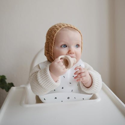 mushie Silicone Baby Bib | Adjustable Fit Waterproof Bibs (Dusty Rose)