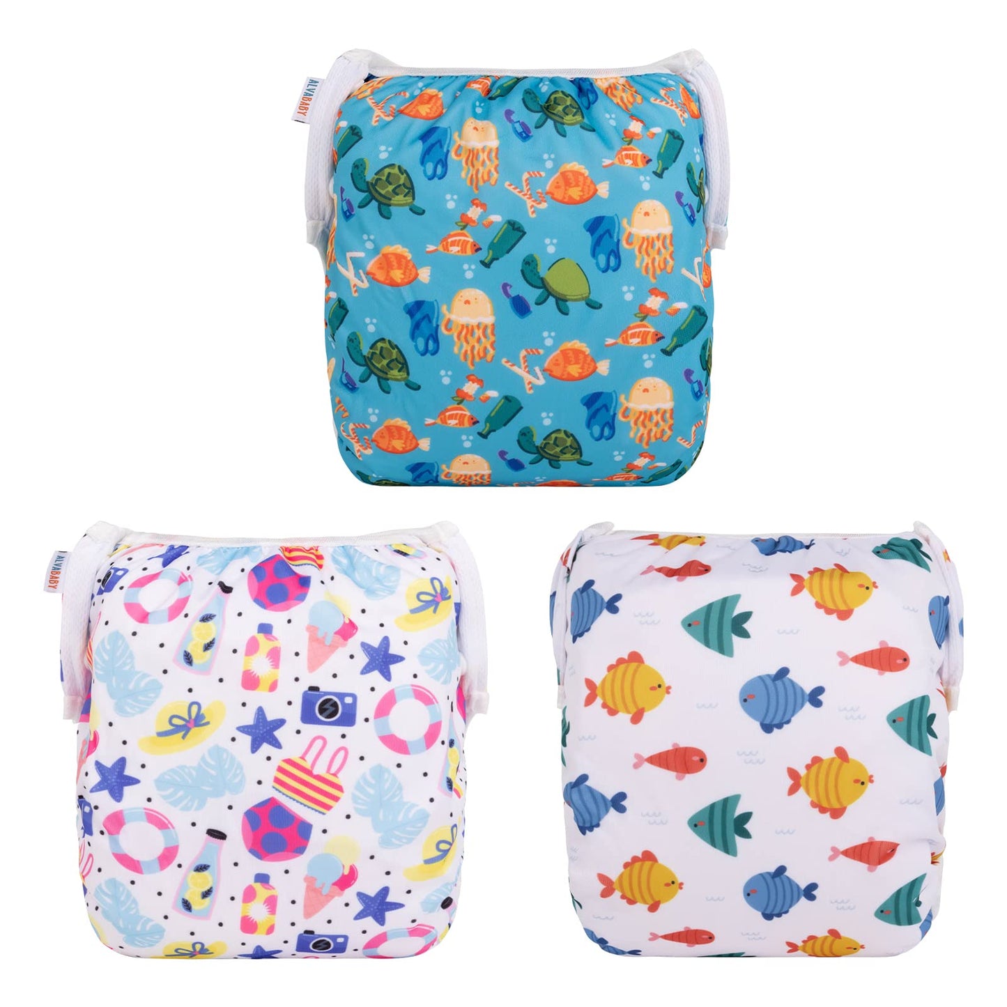 ALVABABY Swim Diapers Baby & Toddler Snap Large Size Reusable Adjustable Baby Boy ZYK103-D118