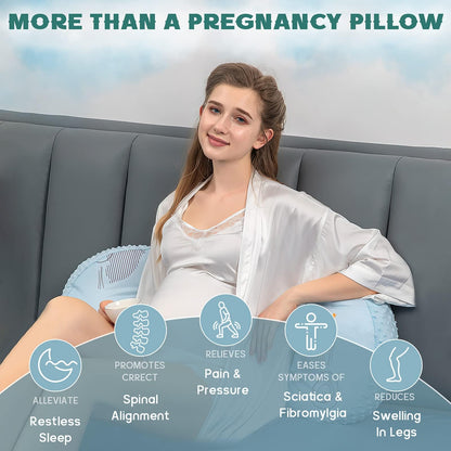 Busarilar Pregnancy Pillows for Sleeping, Maternity Pillow, Pregnancy Body Pillow Support for Back, Legs, Belly, Hips of Pregnant Women, Detachable and Adjustable with Pillow Cover (Pinky, Small)