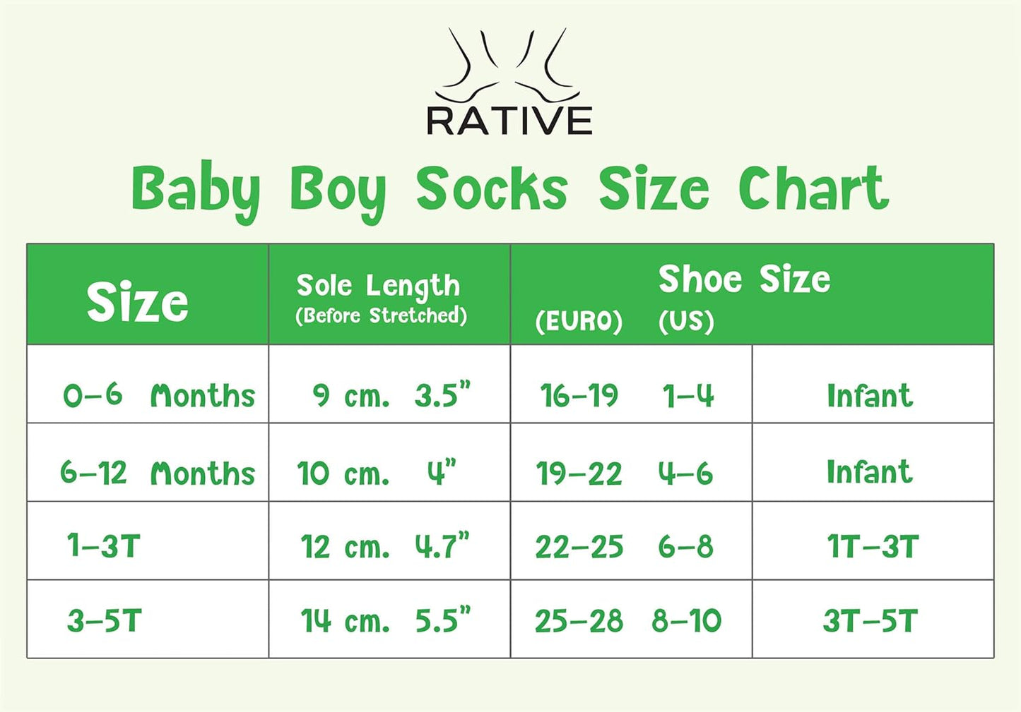 RATIVE Non Skid Anti Slip Crew Socks With Grips For Baby Infant Toddlers Kids Boys