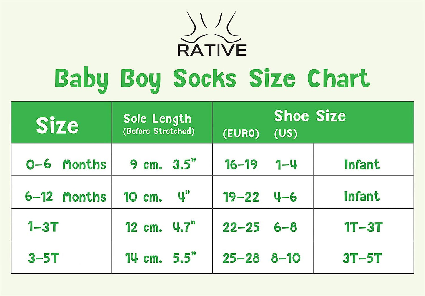 RATIVE Non Skid Anti Slip Crew Socks With Grips For Baby Infant Toddlers Kids Boys