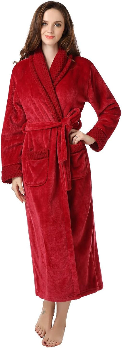 Richie House Women's Plush Soft Warm Fleece Bathrobe Robe RH1591