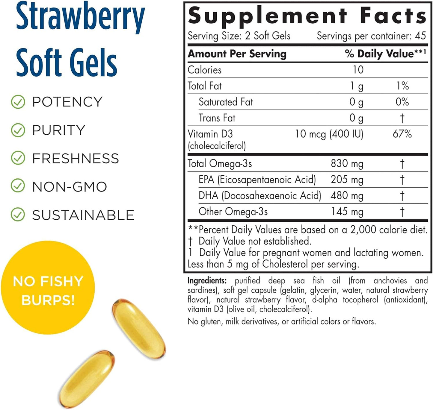 Nordic Naturals Prenatal DHA, Strawberry - 120 Soft Gels - 830 mg Omega-3 + 400 IU Vitamin D3 - Supports Brain Development in Babies During Pregnancy & Lactation - Non-GMO - 60 Servings