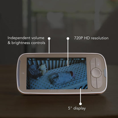 Infant Optics DXR-8 PRO Video Baby Monitor, 720P HD Resolution 5" Display, Patent-Pending A.N.R. (Active Noise Reduction), Pan Tilt Zoom, and Interchangeable Lenses