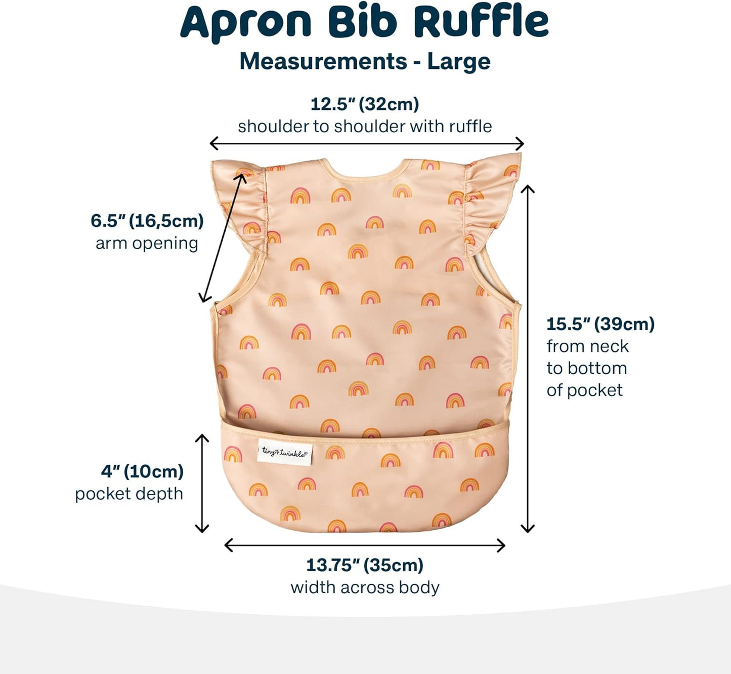 Tiny Twinkle Mess Proof Baby Bib - Waterproof Toddler and Baby Apron Bib - Machine Washable - PFAS and BPA Free