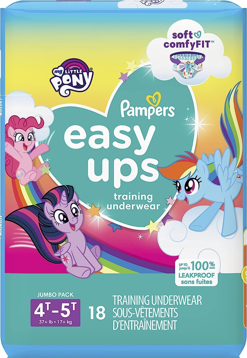 Pampers Easy Ups Boys & Girls Potty Training Pants - Size 3T-4T, 124 Count, Training Underwear