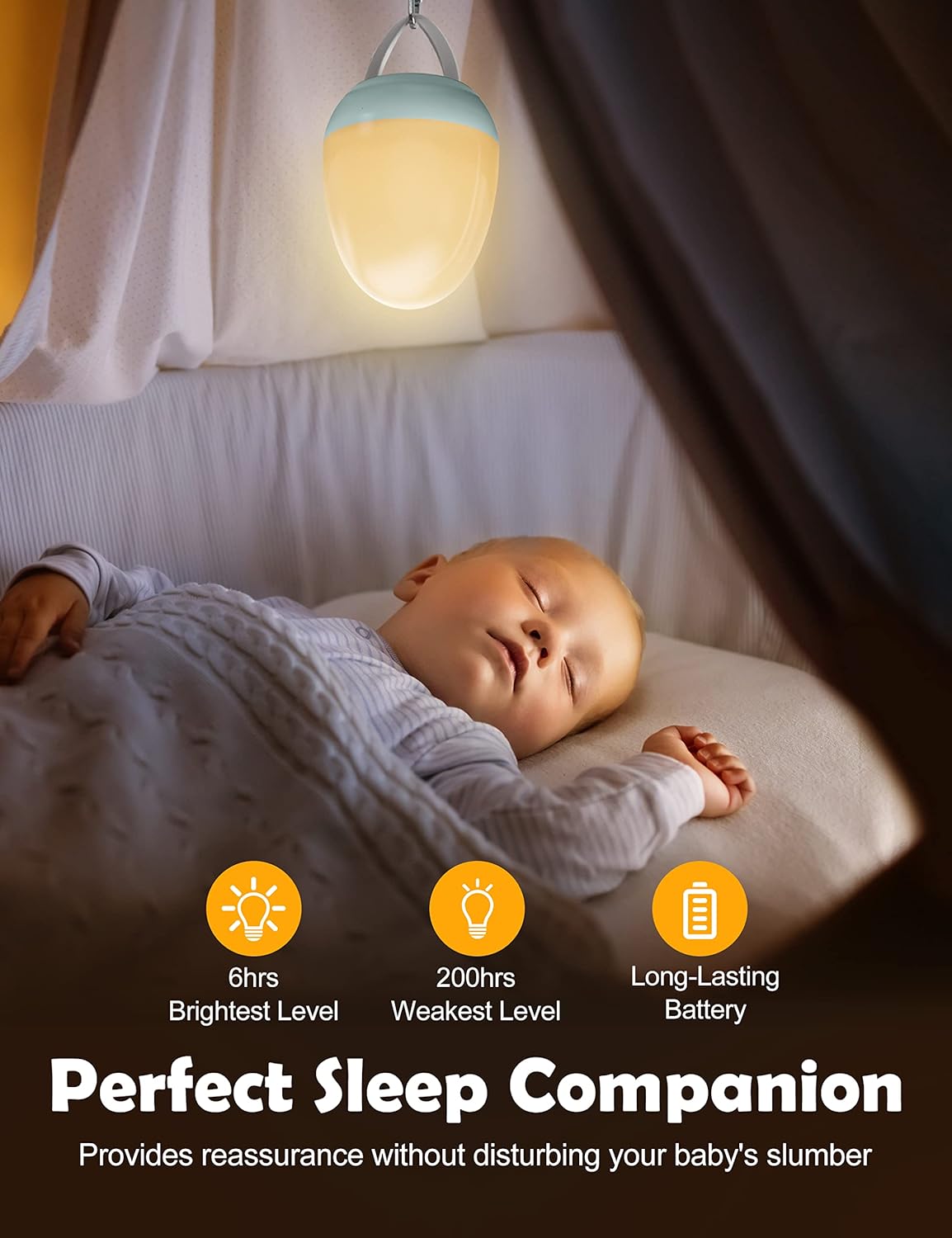 JolyWell Baby Night Light for Kid, Portable Egg Nightlight with Stable Charging Pad, Touch Nursery Night Lamp for Breastfeeding, Toddler Night Light for Bedroom, Timer Setting, ABS+PC, White-2