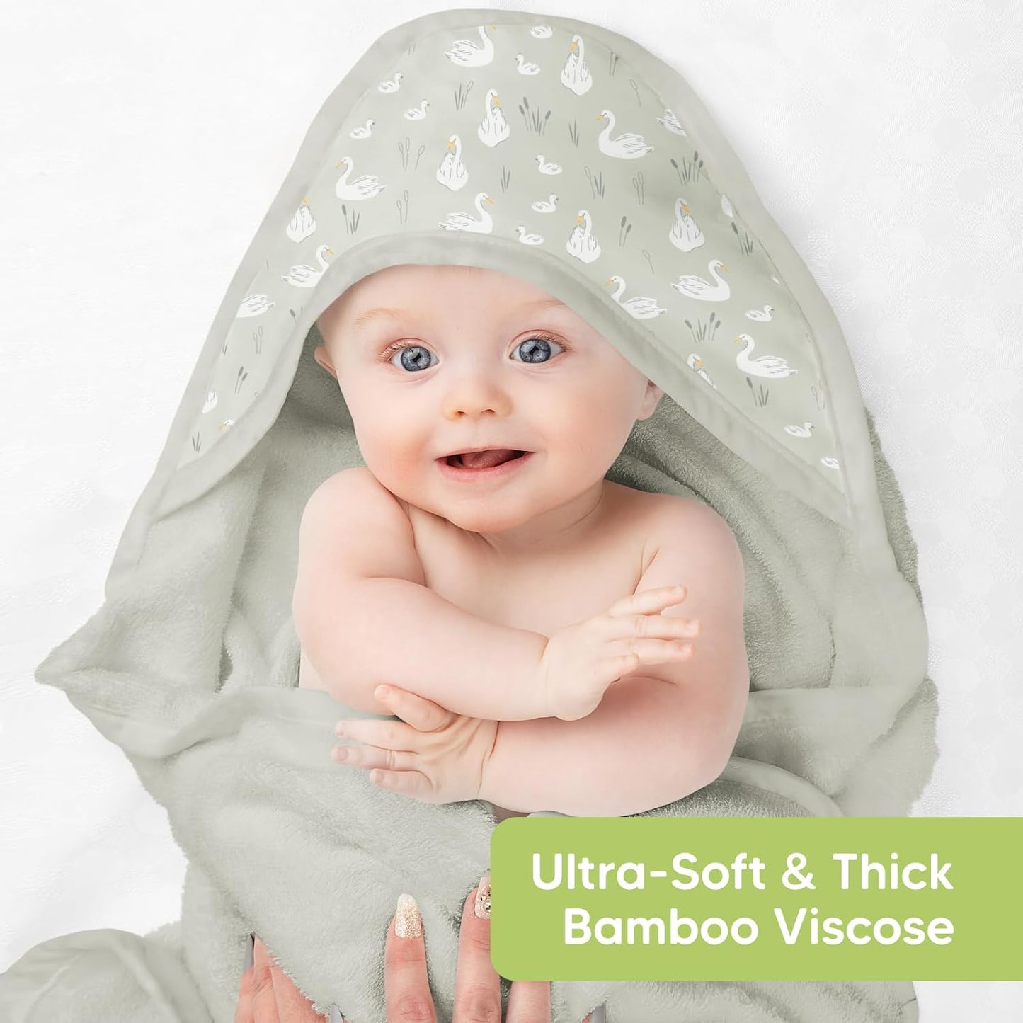 KeaBabies Baby Hooded Towel - Viscose from Bamboo Baby Towel Organic Bamboo Towel, Infant Towel, Large Hooded Towel, Baby Bath Towel with Hood for Girls,Babies,Newborn Boys,Toddler(Serenity)