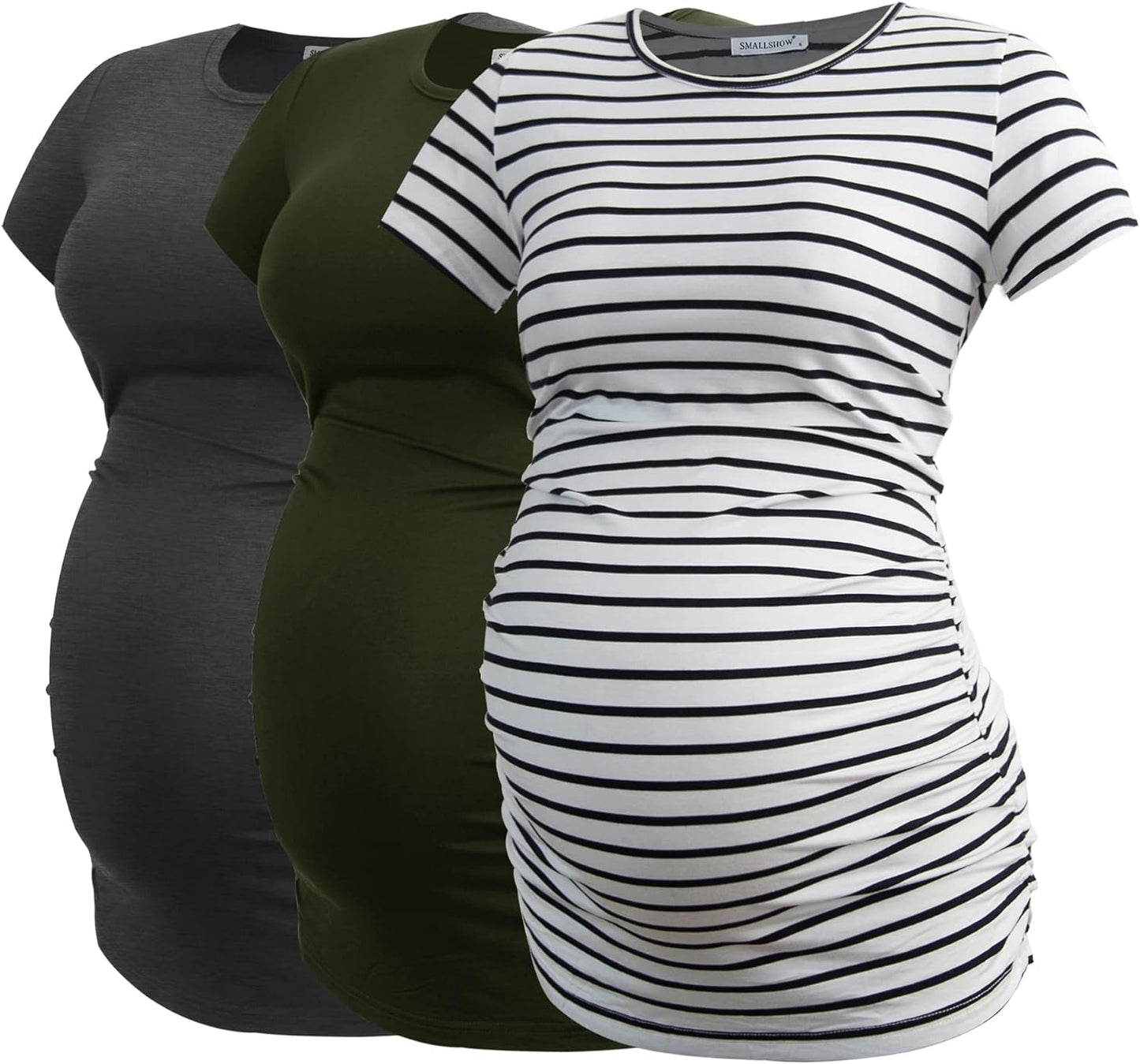 Smallshow Women's Maternity Tops Side Ruched Tunic T-Shirt Pregnancy Clothes