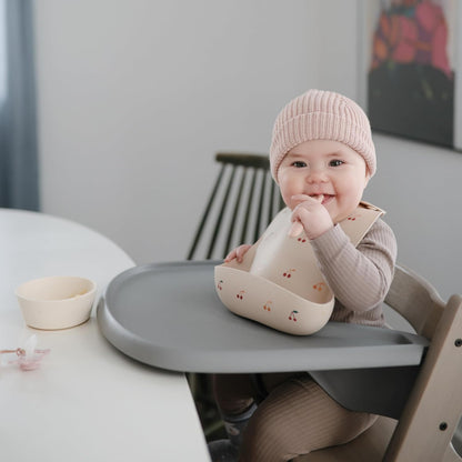 mushie Silicone Baby Bib | Adjustable Fit Waterproof Bibs (Dusty Rose)