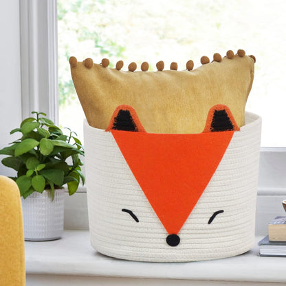 T&T Homewares Orange Fox Storage Basket - Medium, Multipurpose for Baby Diapers, Laundry, Kids Room, Dog/Cat Toys - Ideal for Woodland Nursery Decor & Organizing