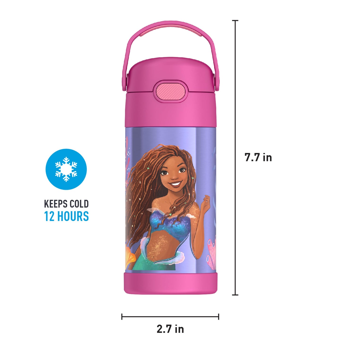 THERMOS FUNTAINER 12 Ounce Stainless Steel Vacuum Insulated Kids Straw Bottle, Bluey