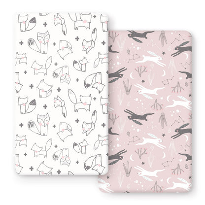 Stretch Ultra Soft Jersey Knit Fitted Crib Sheets Set 2 Pack，Fit All Standard Crib Mattress Pads Safe and Snug, Crib Fitted Sheet for Baby, Stylish African Savannah Animals Pattern