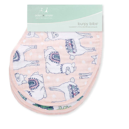 aden + anais Burpy Bib, 100% Cotton Muslin, Soft Absorbent 4 Layers, Multi-Use Burp Cloth and Bib, 22.5" X 11", 2 Pack, Trail Bloom Llamas