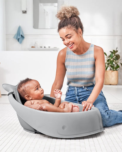 Skip Hop Baby Bath Tub, 3-Stage Smart Sling Tub, Moby, White