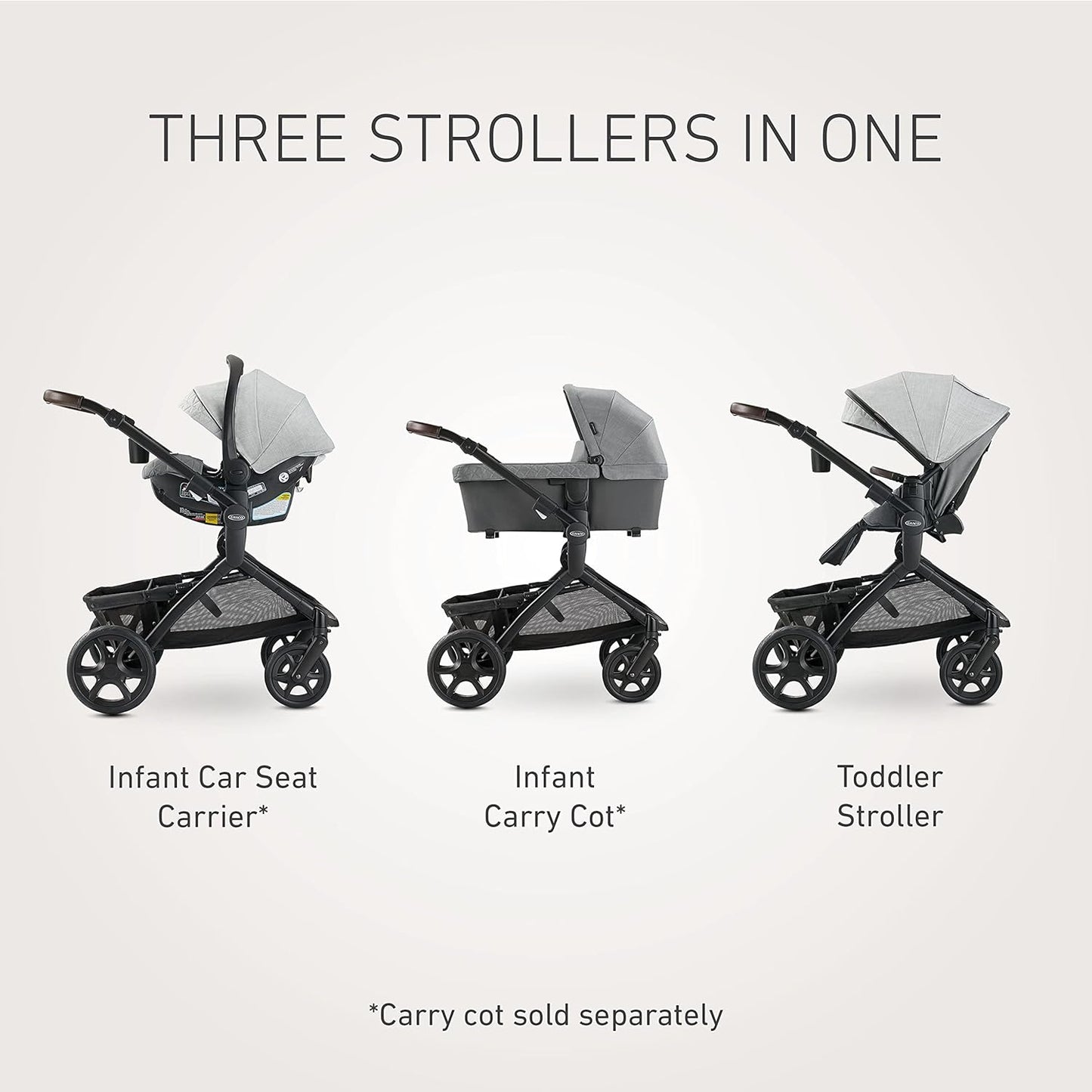 Graco Modes Pramette Stroller, Baby Stroller with True Pram Mode, Reversible Seat, One Hand Fold, Extra Storage, Child Tray, Redmond