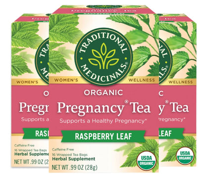 Traditional Medicinals Tea, Organic Raspberry Leaf, Eases Menstrual Cramps, Supports a Healthy Pregnancy, 96 Tea Bags (6 Pack)