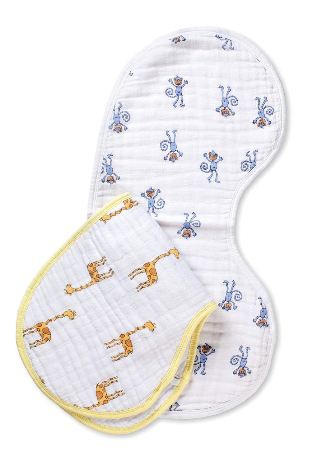 aden + anais Burpy Bib, 100% Cotton Muslin, Soft Absorbent 4 Layers, Multi-Use Burp Cloth and Bib, 22.5" X 11", 2 Pack, Trail Bloom Llamas