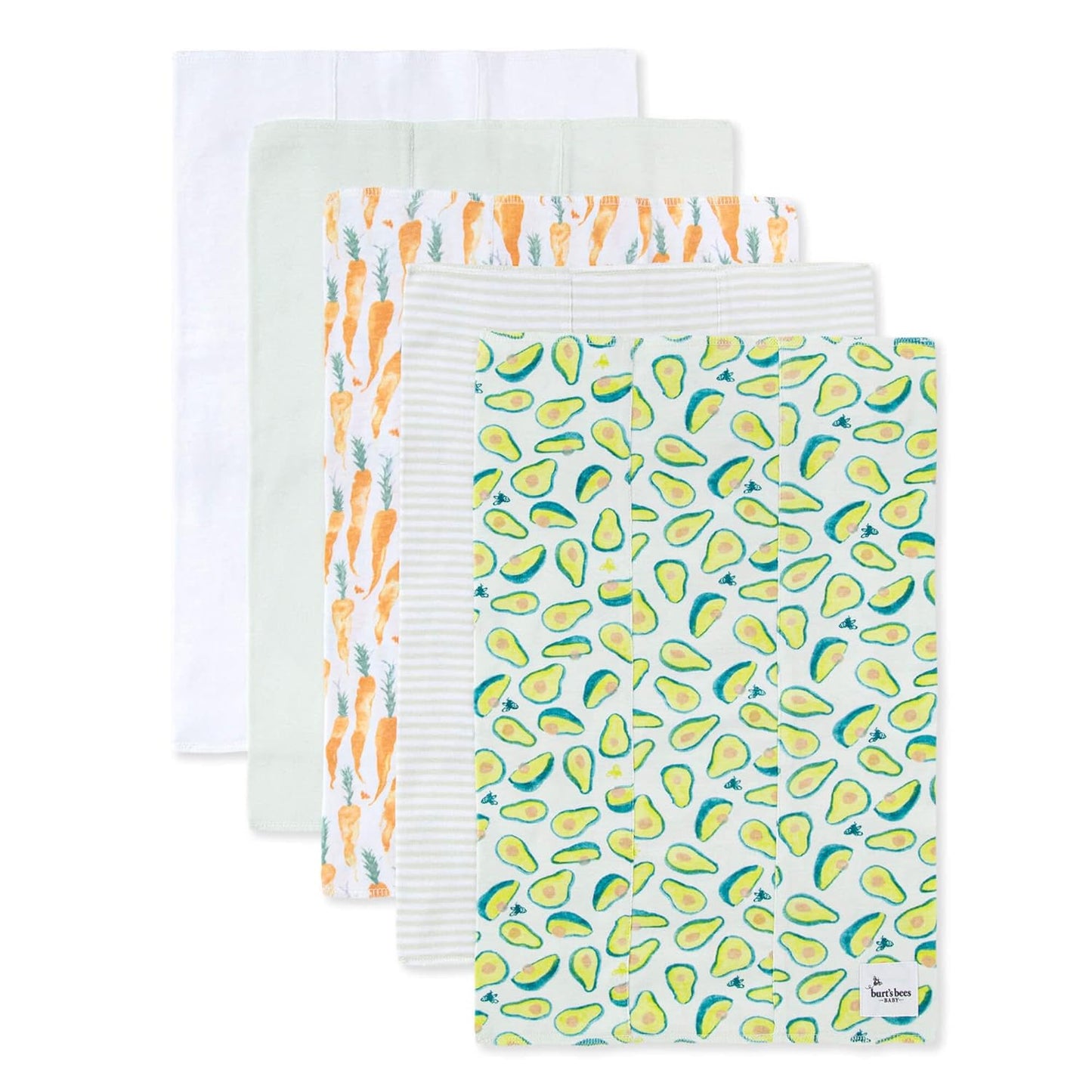 Burt's Bees Baby - Burp Cloths, 5-Pack Extra Absorbent 100% Organic Cotton Burp Cloths (Hello Moon!) (LY27010-IND-OS-H)