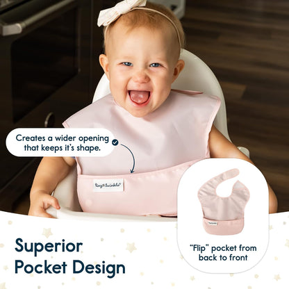 Tiny Twinkle Mess-Proof Baby Bib - Waterproof Bib for Baby Boy or Girl - PFAS, PVC, BPA, Phthalate Free - Baby Food Bibs